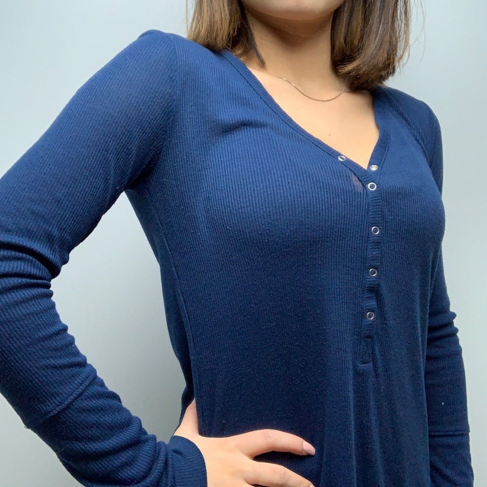 Express Navy Blue Long Sleeve Shirt